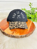 Women’s Black “God Is Good” Cheetah Print Hat