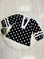 Women’s Black V Neck Top with White Polka Dots by Jodifl- True to Size