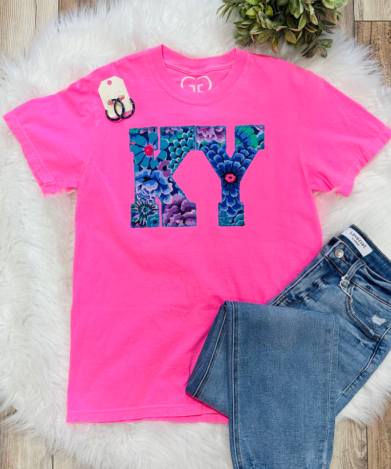 Women’s neon pink KY printed tee