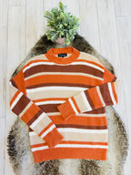 Women’s Orange & Brown Striped Sweater Top- True to Size