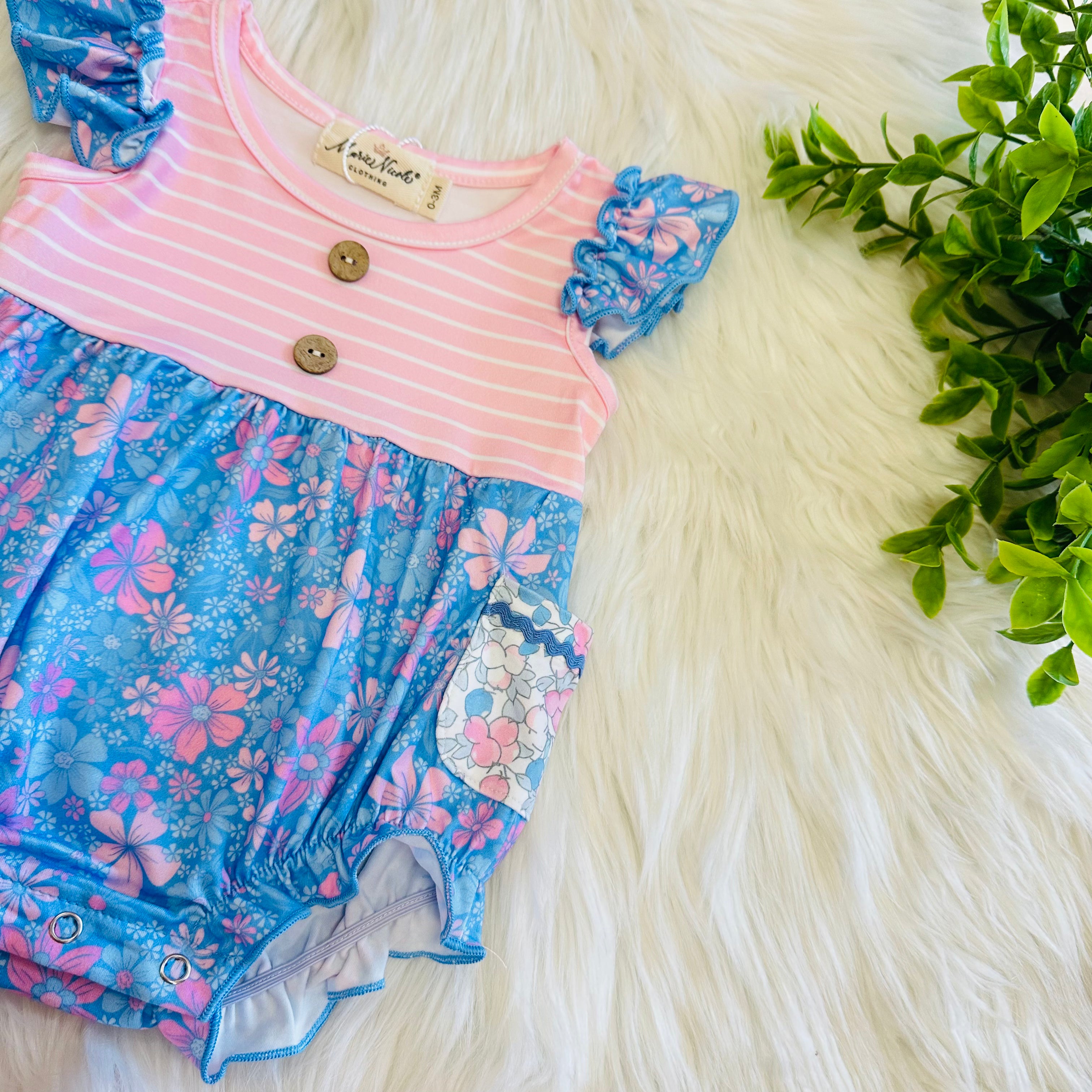 Girl’s Garden Blooms Ruffle Bubble Romper