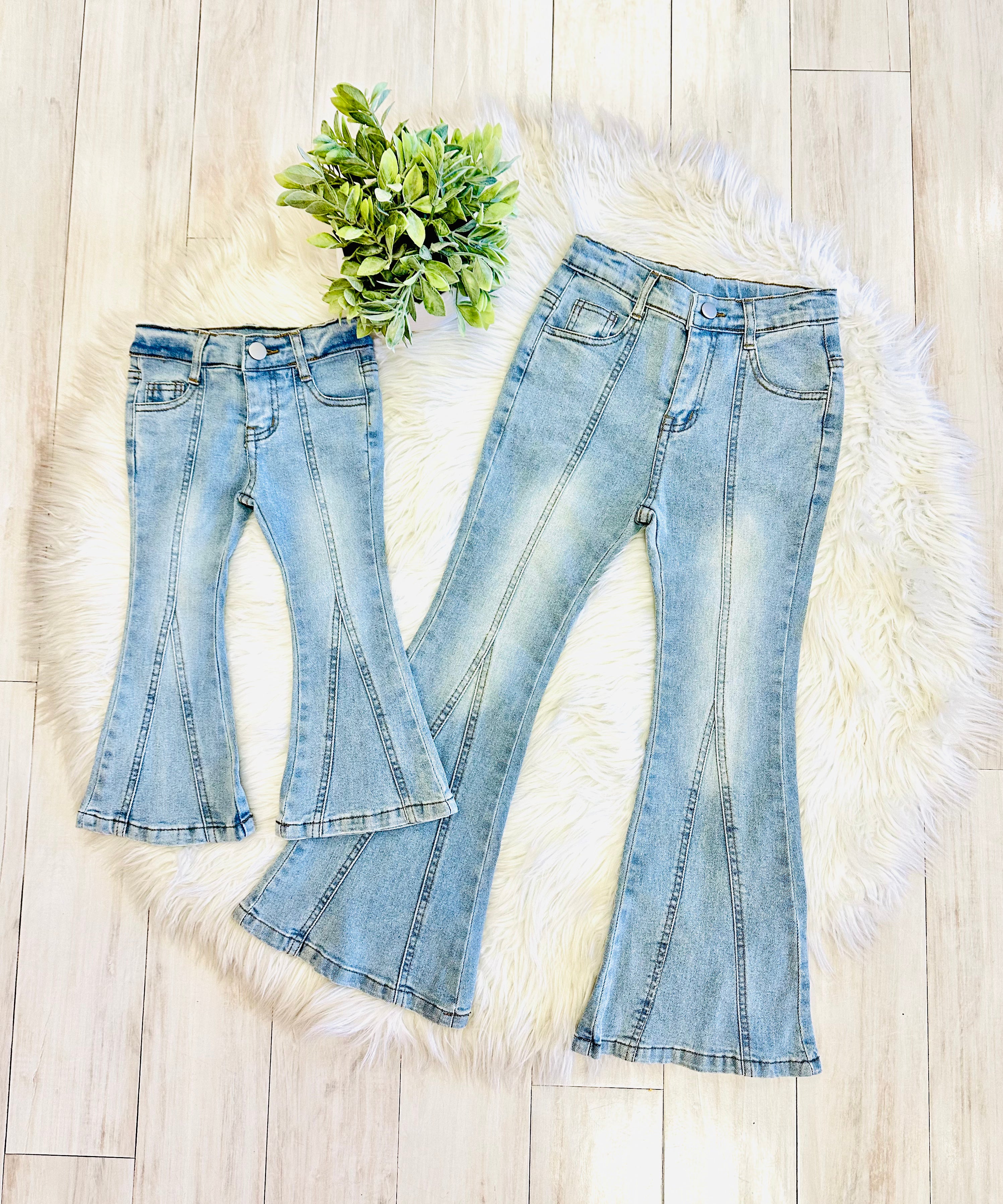 Girls Light Wash Flare Jeans