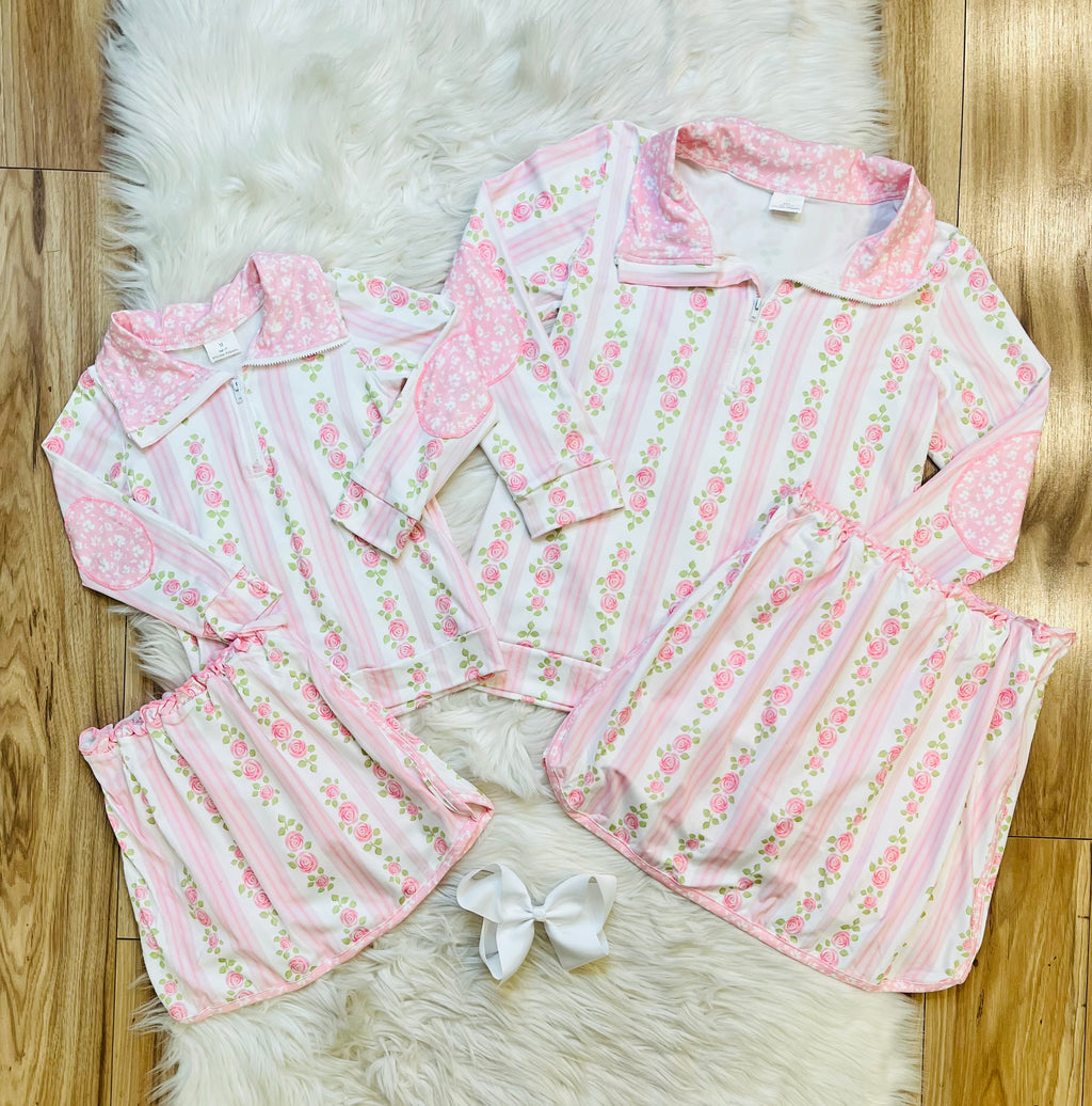 Girl’s Pink Rose Skort Outfit Set