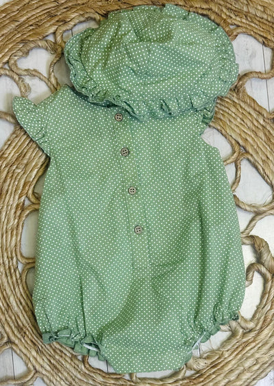 Mayoral Green Polka-dotted Onesie and Hat Set - Mini Mee Boutique