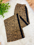 Women’s Anniewear Cheetah Print Pants with Black Stripe Detail- True to Size