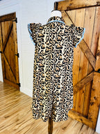 Women’s Leopard Ruffle Sleeve Dress