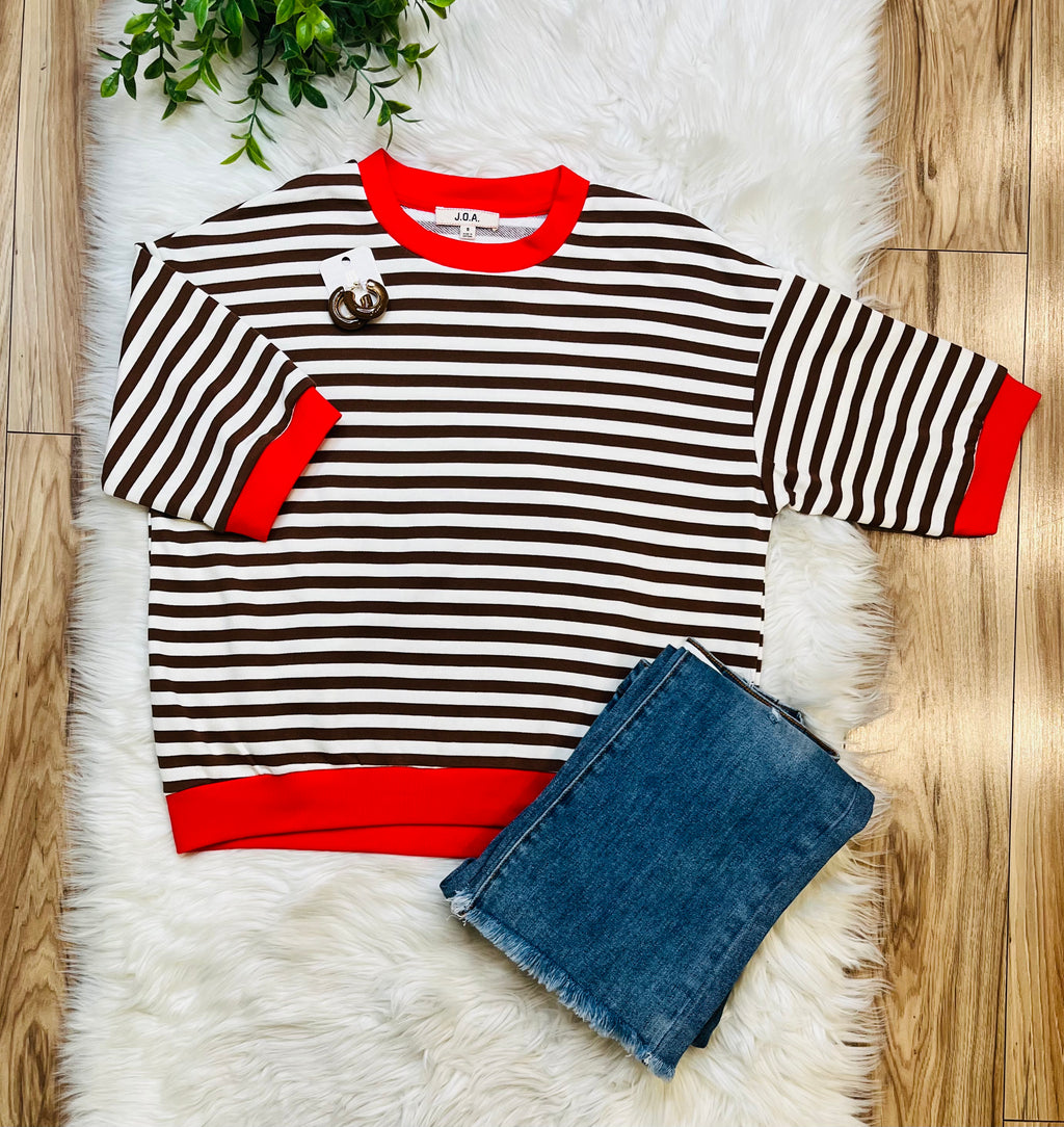 Women’s Blu Pepper Brown Stripe Top