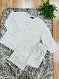 Women’s Taupe & Grey Leopard Pant Set with Stripe Detail- True to Size