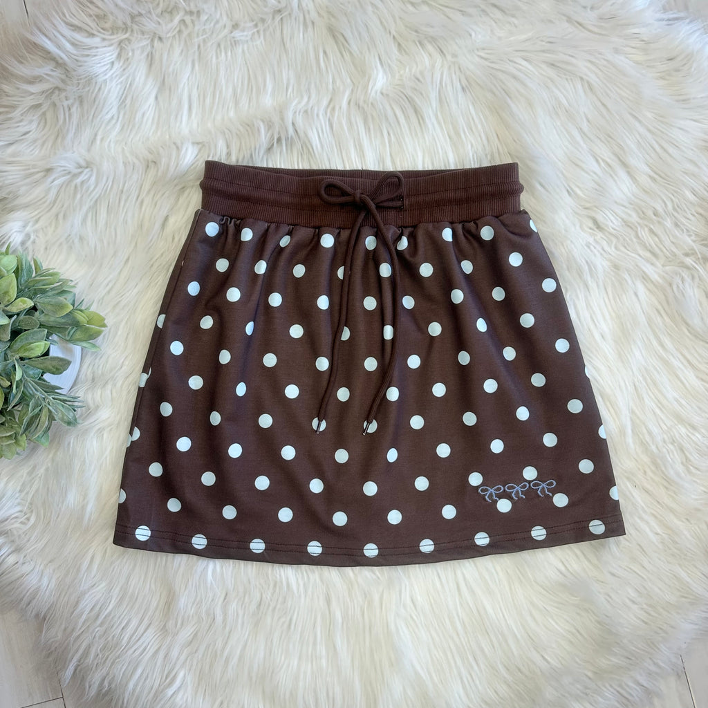 Women’s Evermmee Brown Skort Set with Polka Dots
