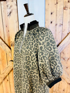 Women’s Umgee Leopard Print Half Zip Collared Dress- True to Size