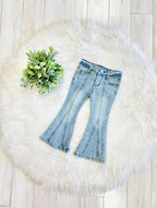 Girls Light Wash Flare Jeans