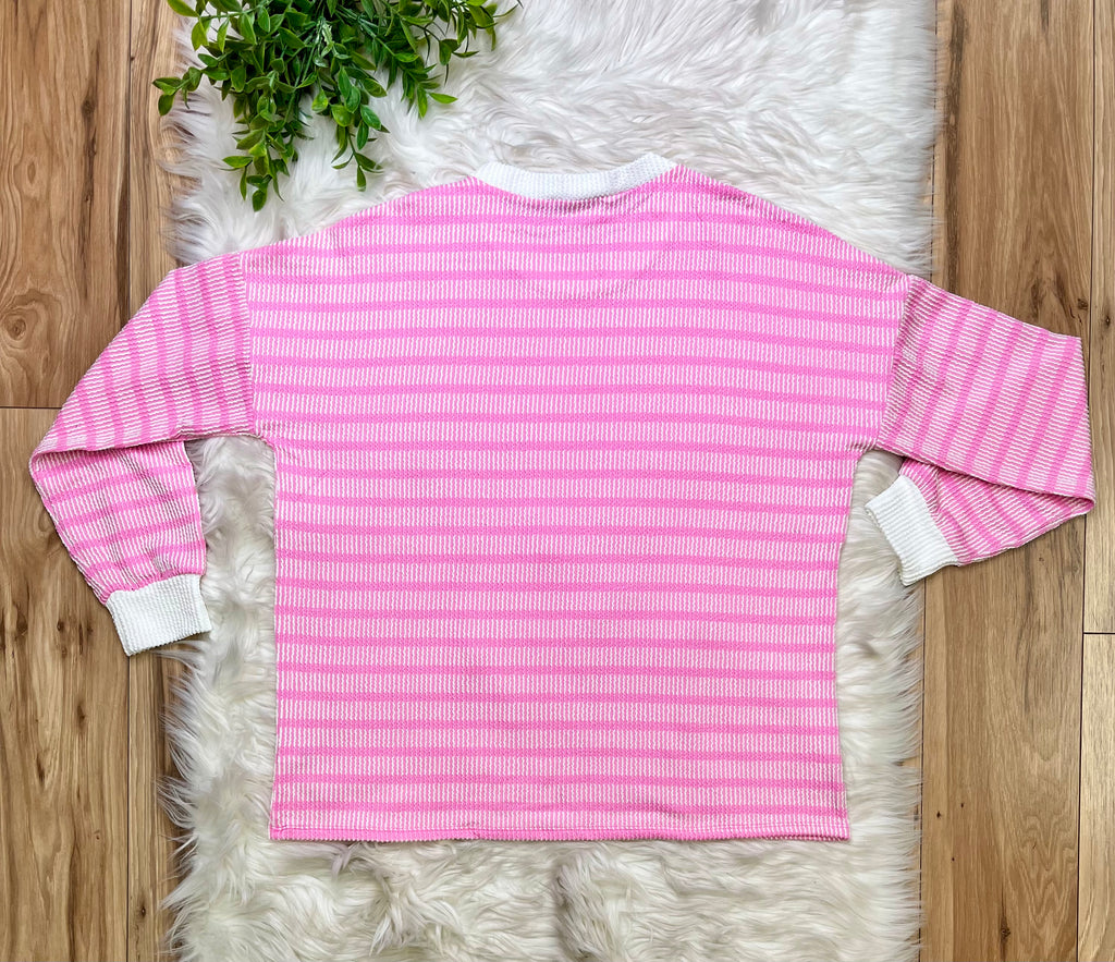 Women’s Zenana Candy Pink Striped Ribbed Pant Set
