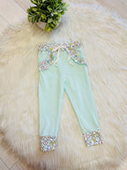 Girl’s Light Teal Floral Pant Set