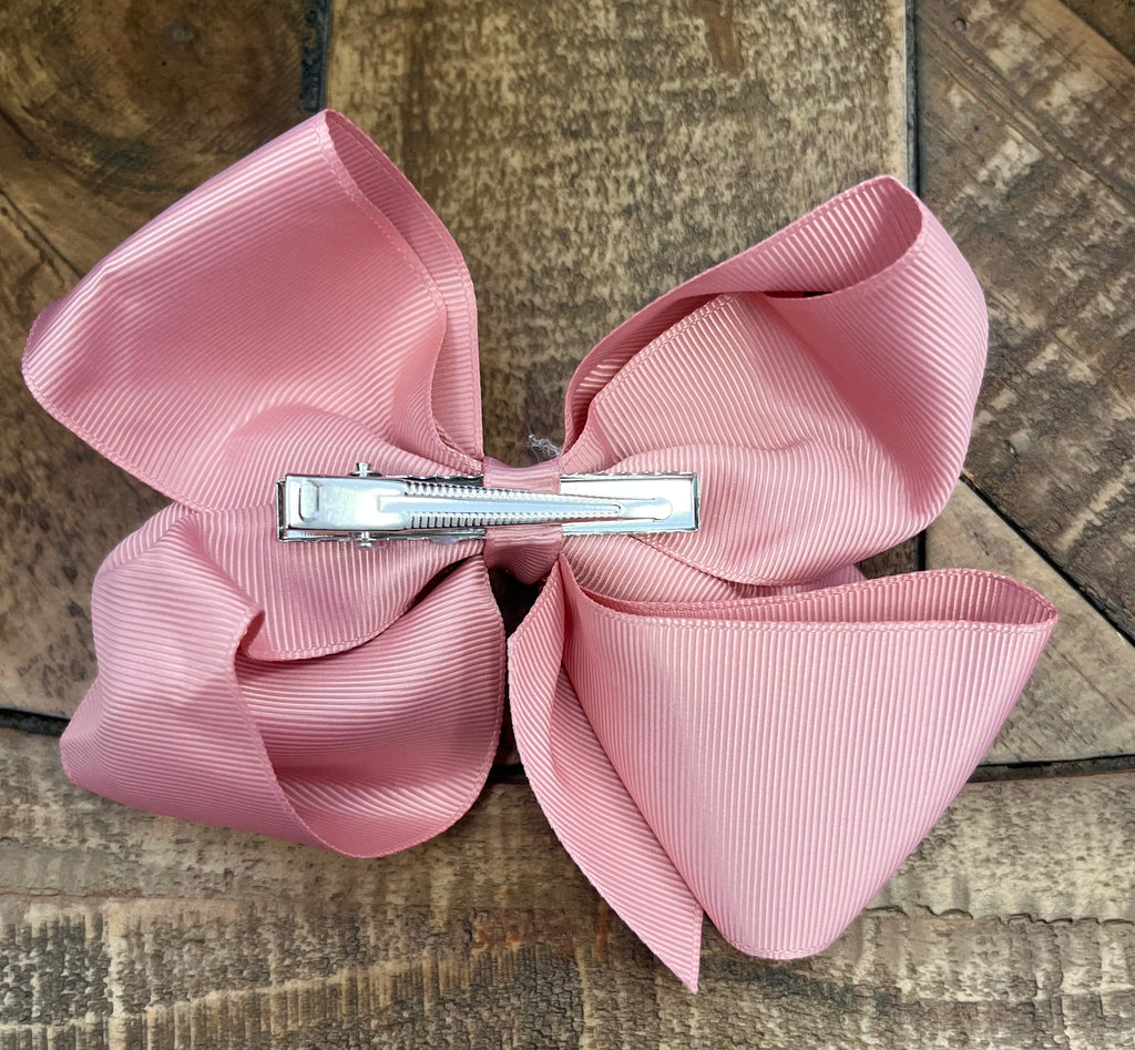 Hair Bow 6” Alligator Clip - Dusty Rose