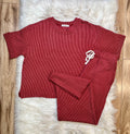 Women’s Burgundy Ribbed Top and Drawstring Pant Set
