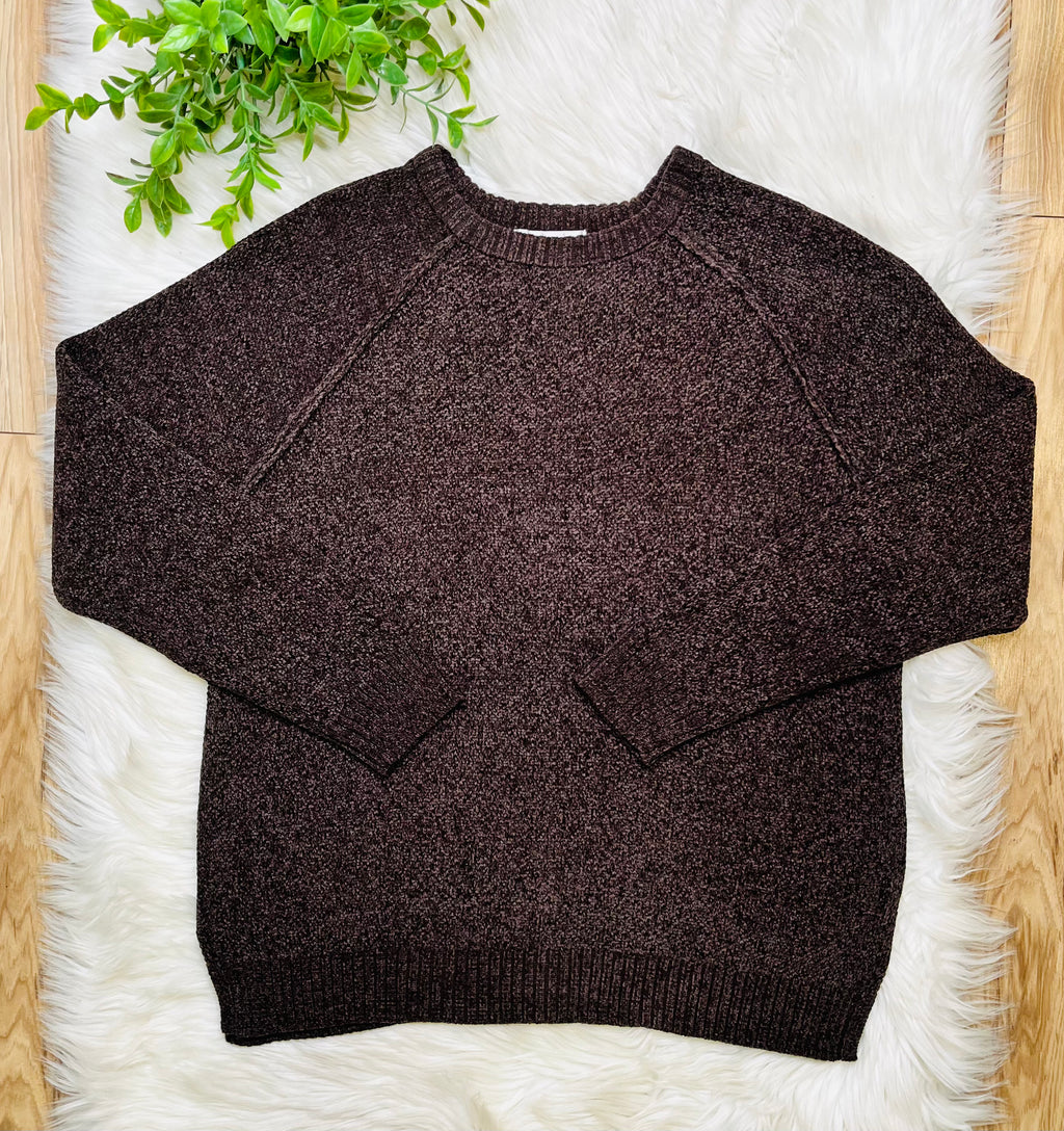 Women’s Zenana Dark Brown Exposed Seam Sweater Top-True to size