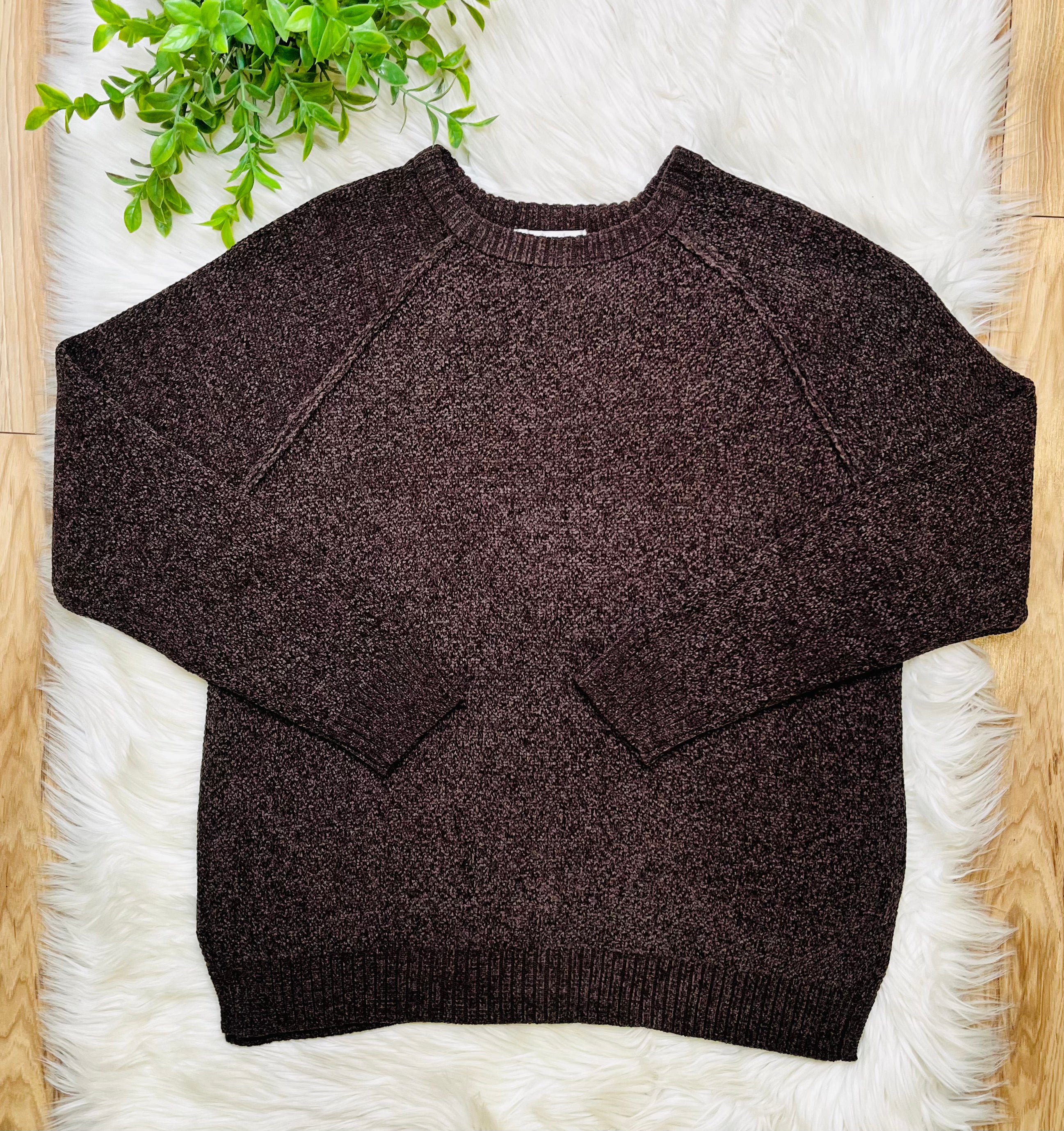 Women’s Zenana Dark Brown Exposed Seam Sweater Top-True to size