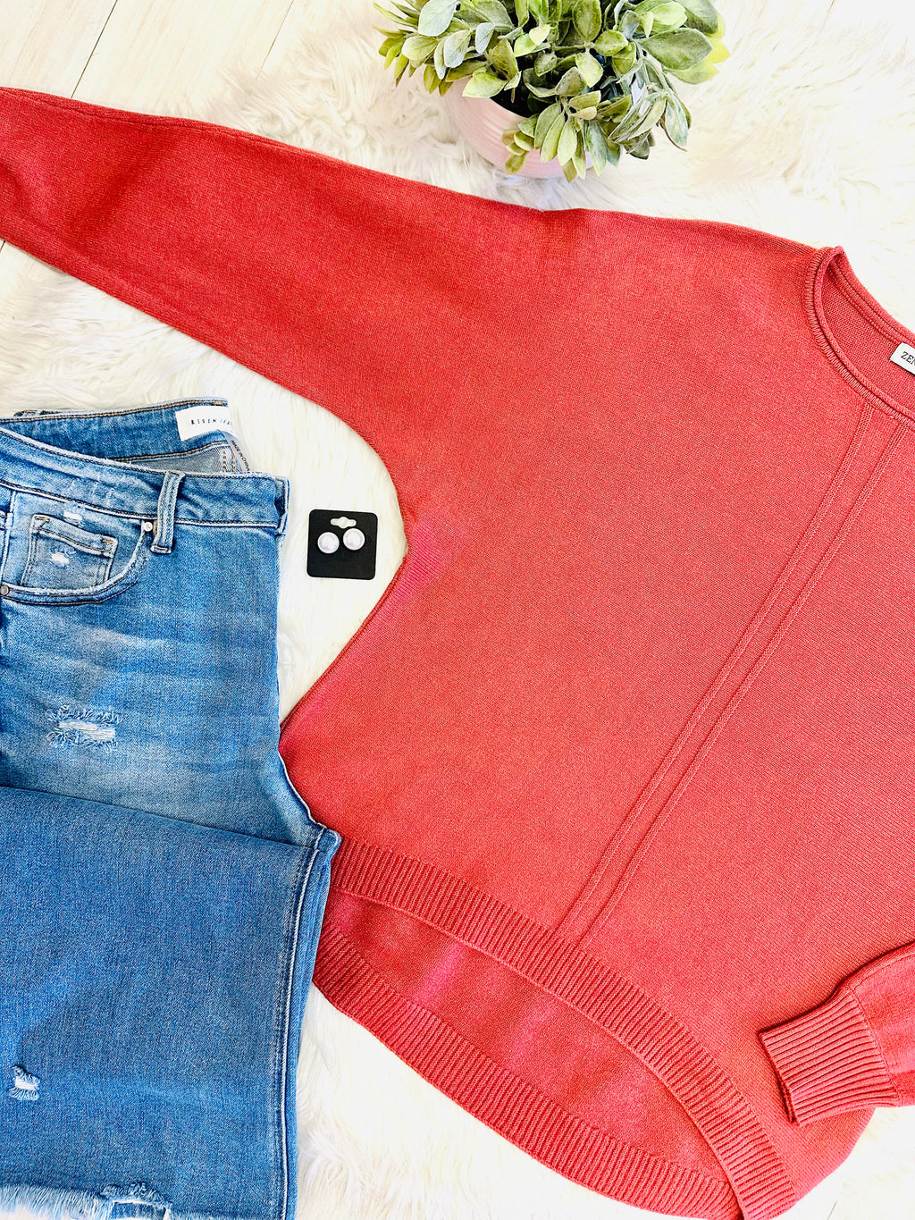 Women’s Terracotta Crewneck Knit Sweater