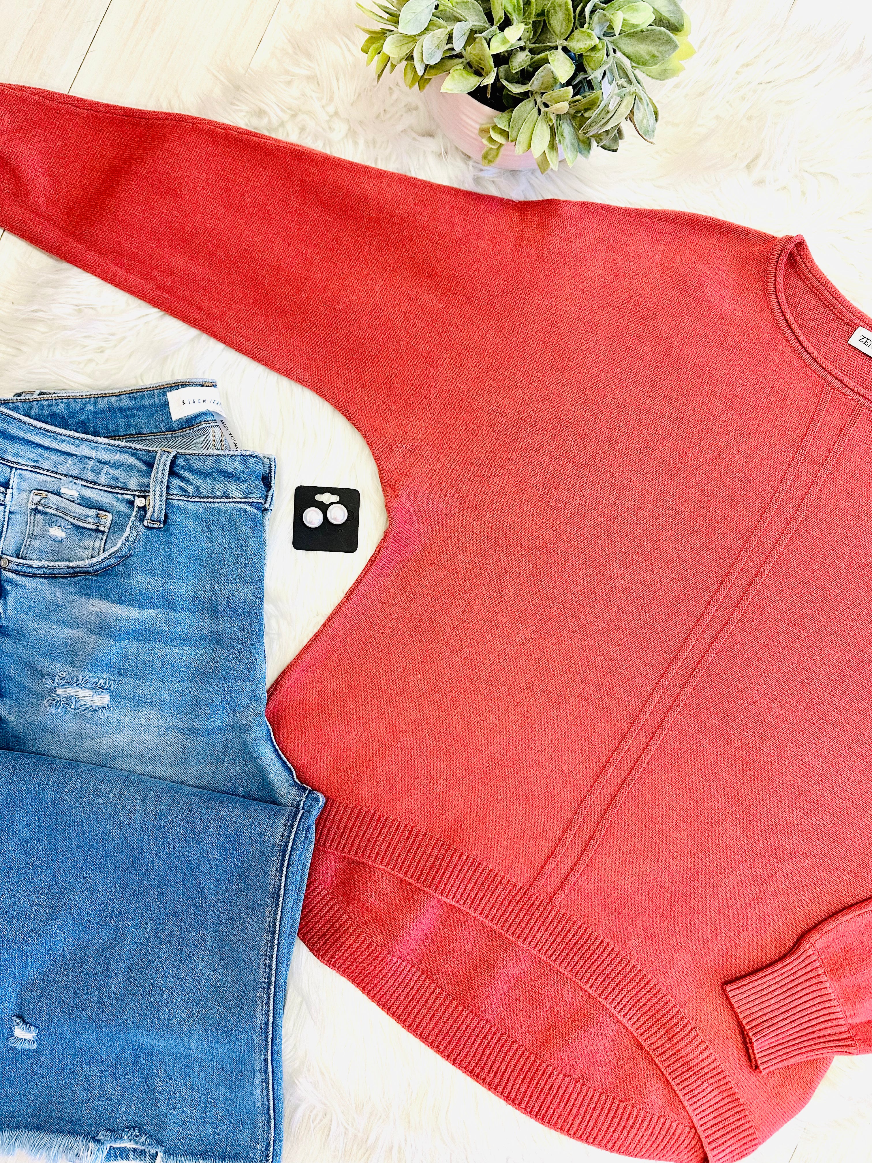Women’s Terracotta Crewneck Knit Sweater