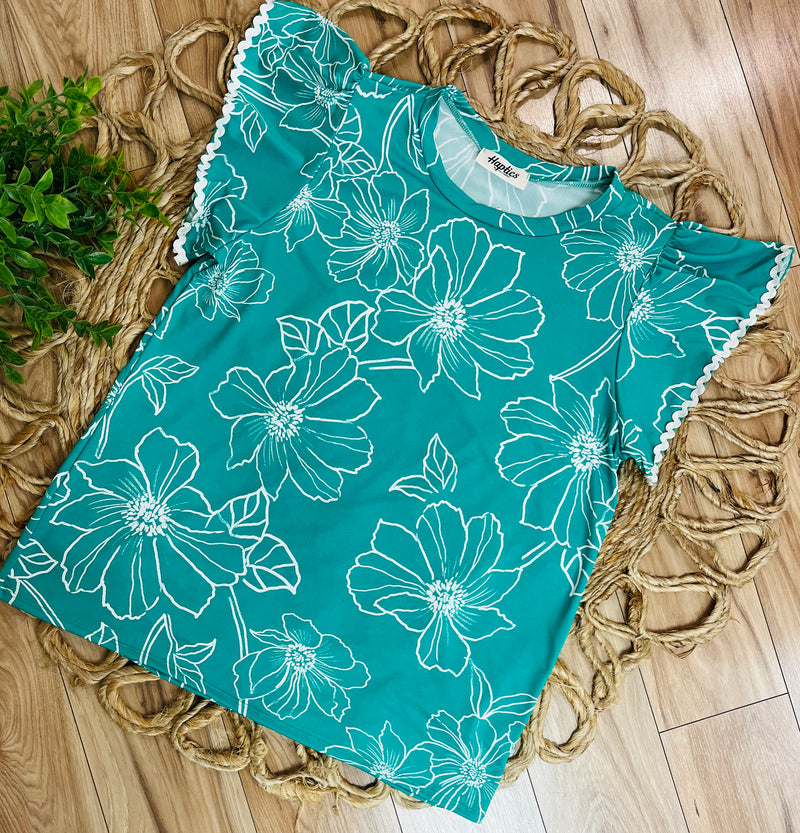 Haptics Green Floral Top - Mini Mee Boutique