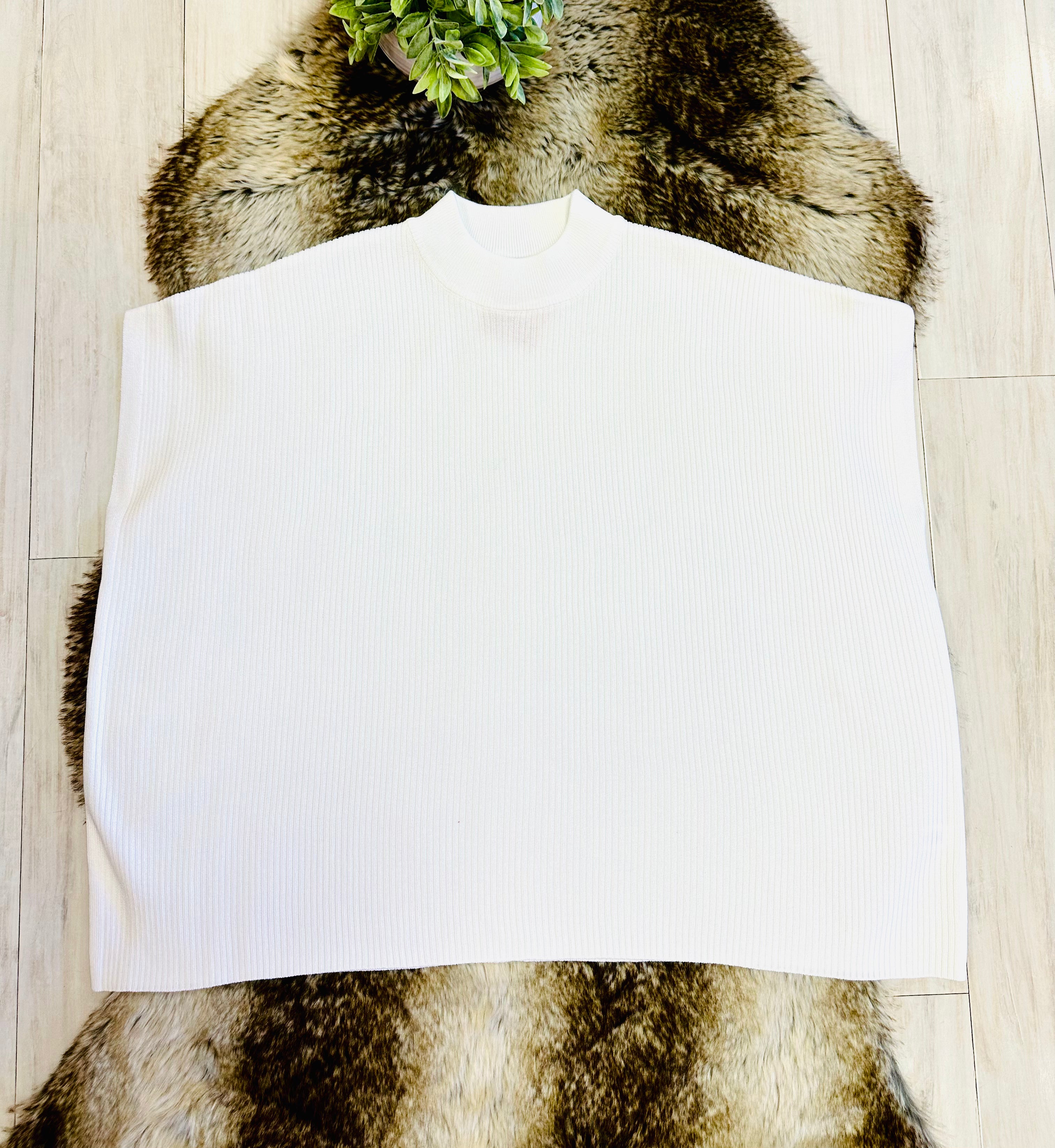 Women’s White Mock Neck Top oversized