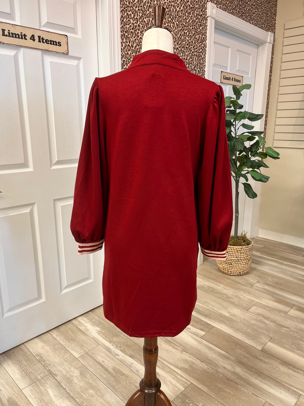 Women’s Red Striped Detail Quarter Zip Dress - True to size
