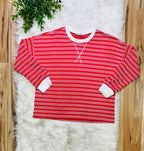 Women’s Zenana Red Striped Ribbed Pant Set