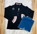 Women’s Evermmee Black Cheetah Detail Top- True to Size