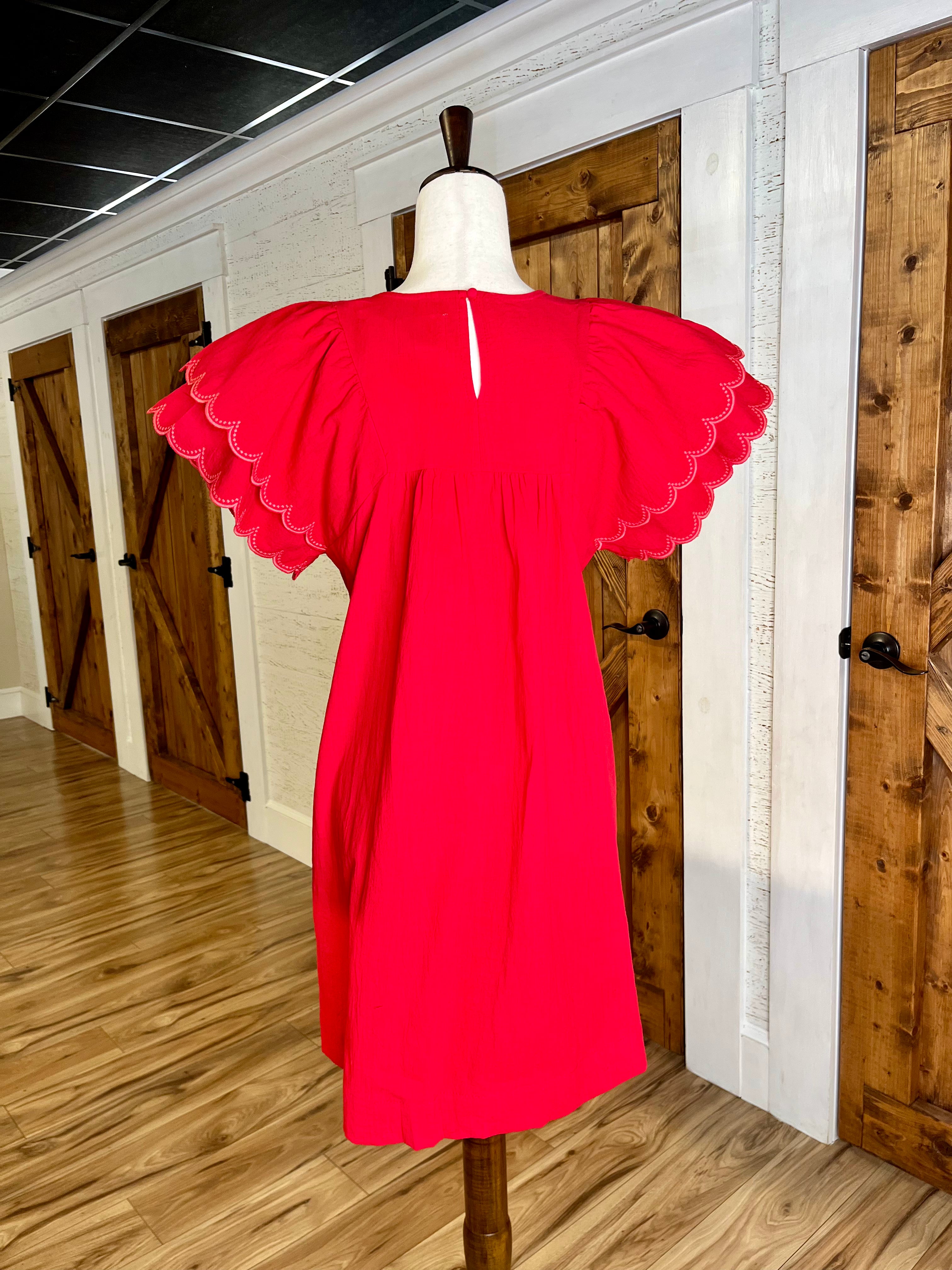 Women’s Umgee Red Flutter Sleeve Dress