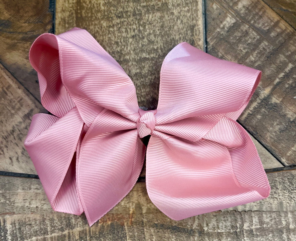 Hair Bow 6” Alligator Clip - Dusty Rose