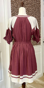 Women’s Umgee Deep Rose Textured Split Neck Dress
