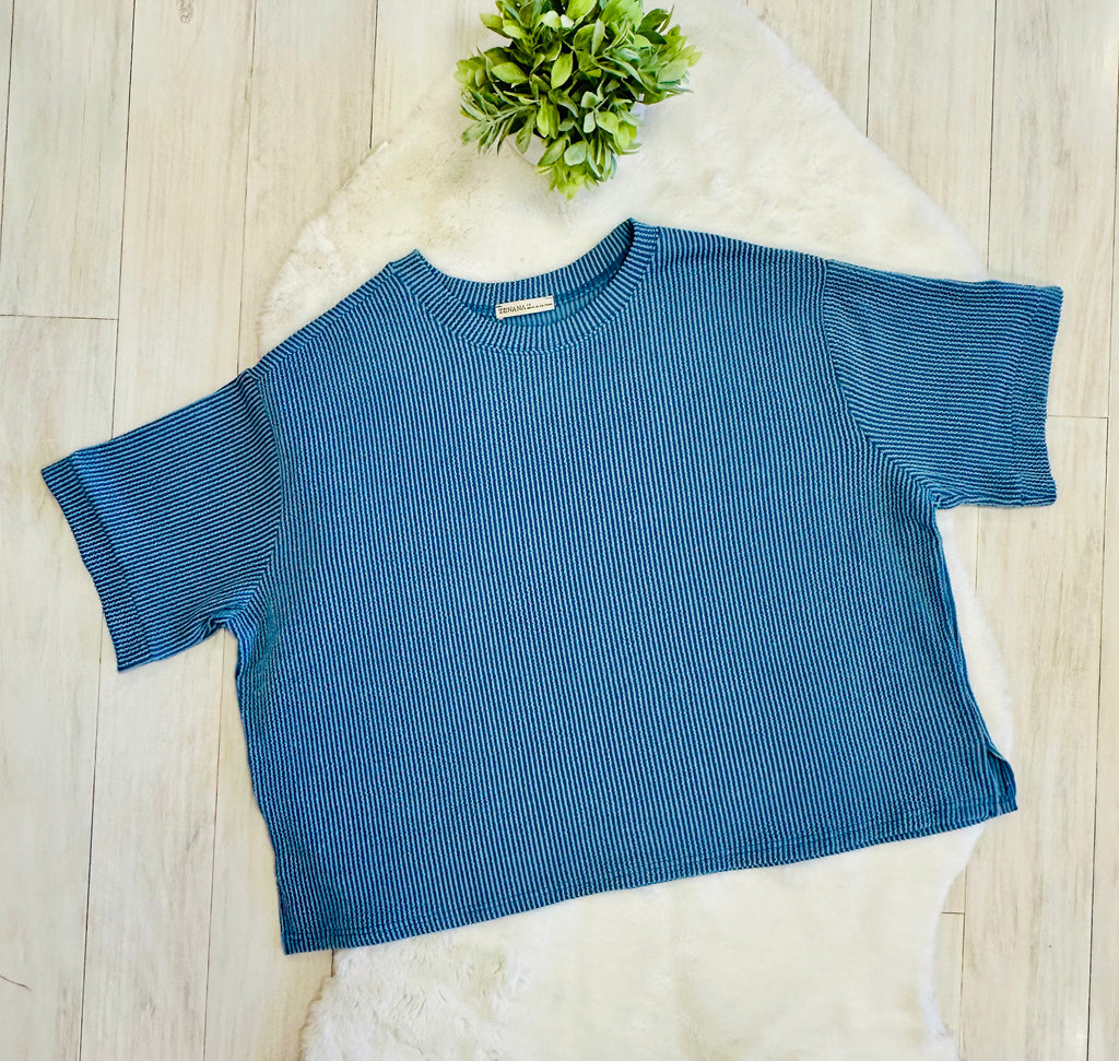 Women’s Zenana Blue Ribbed Set