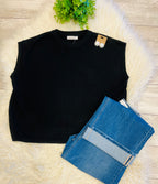 Women’s Zenana Sleeveless Sweater In Black - Oversized Fit