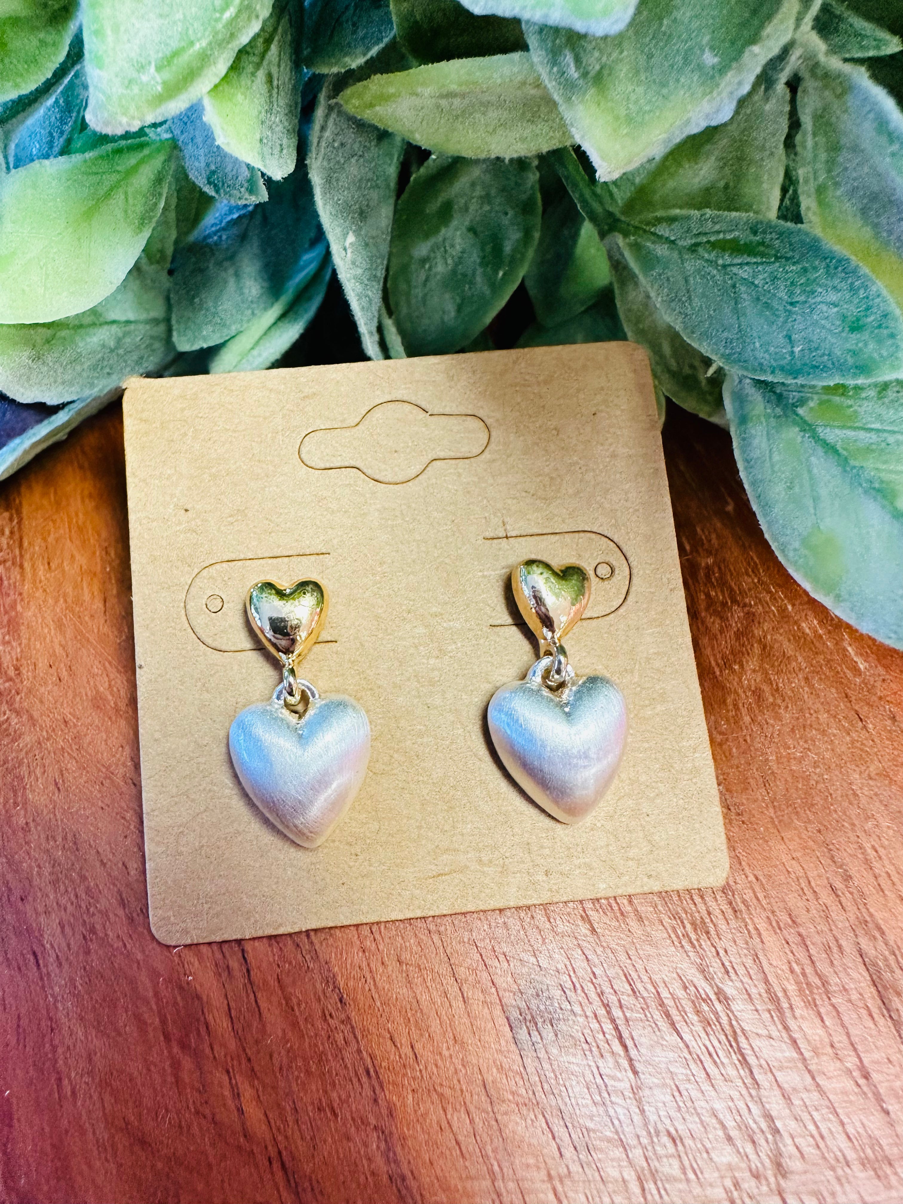 Gold & Pearl Heart Shaped Earrings