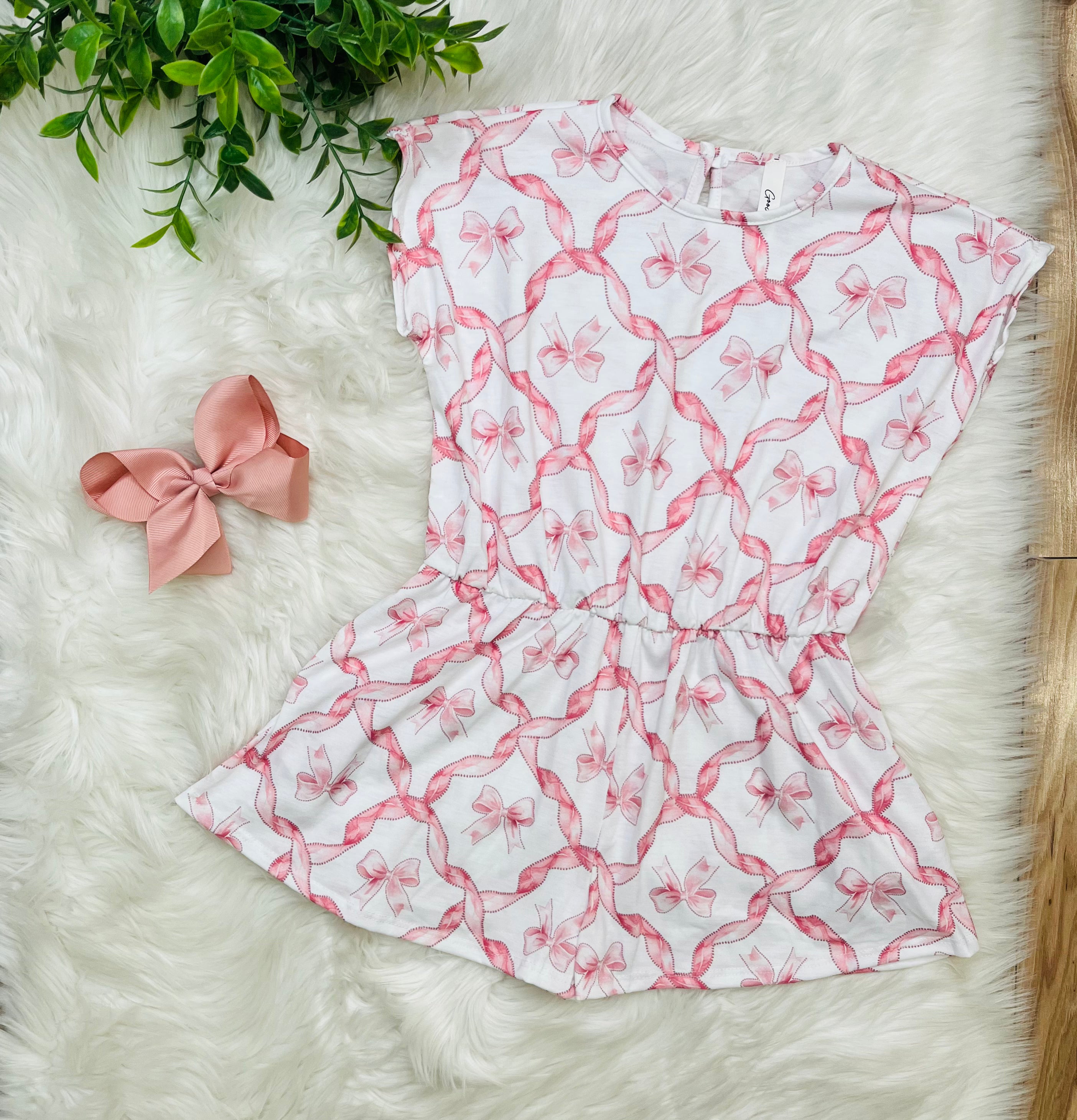 Girl’s Ribbon Print Romper