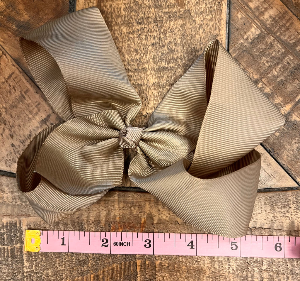 Hair Bow 6” Alligator Clip - Mocha