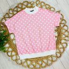 Women’s Pink Short Set with White Polka Dots