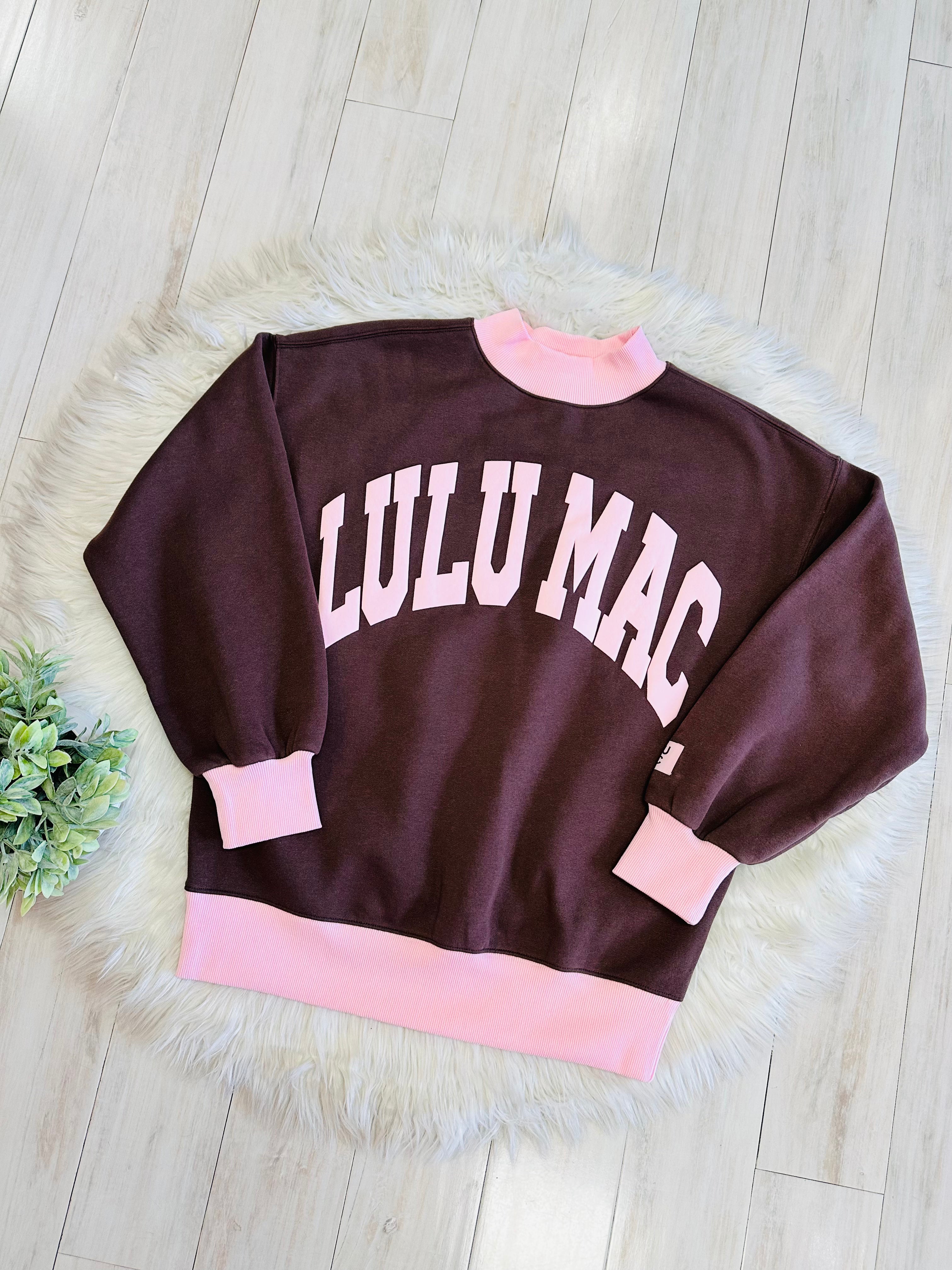 Women’s Lulu Mac Brown & Pink Crewneck Top- Oversized