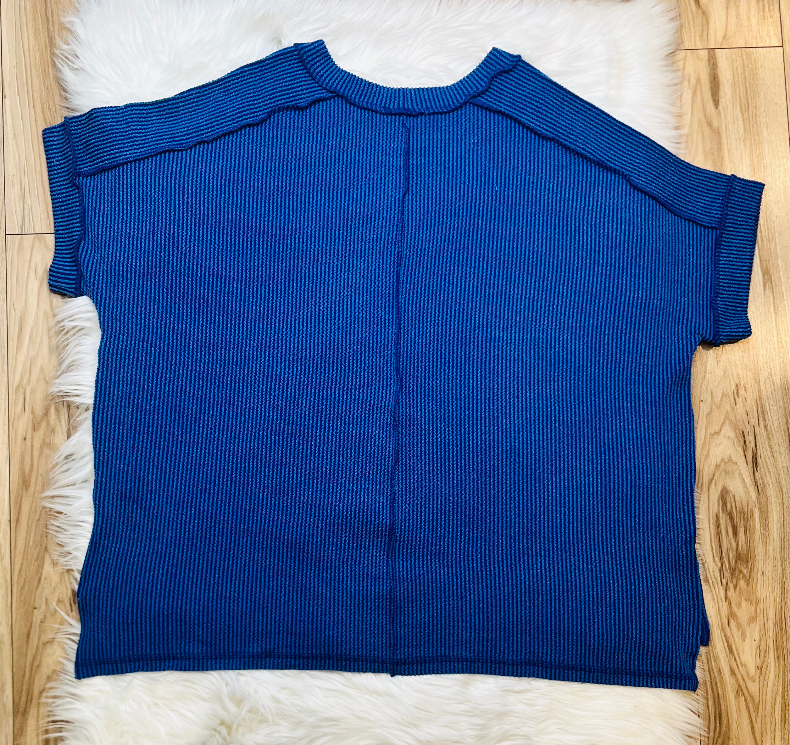 Women’s Zenana Classic Blue Ribbed Top