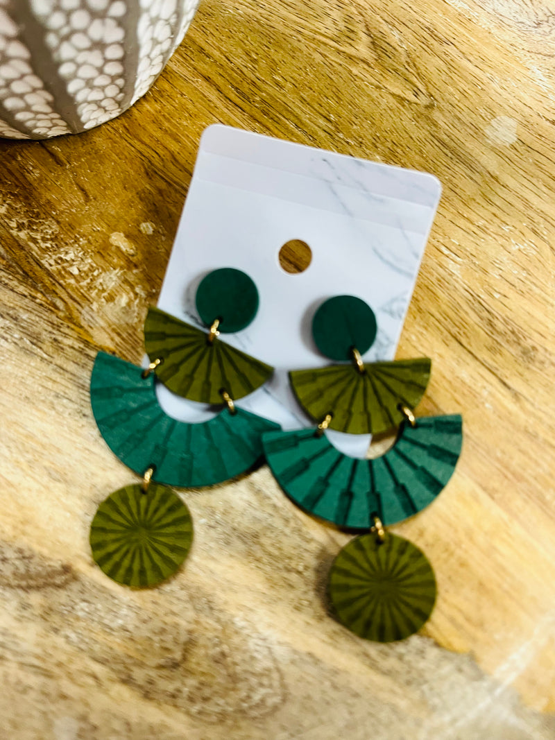 Green Shape Dangles Earrings