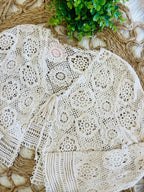 Women’s Crochet Open Front Cardigan in Color Natural - True to Size