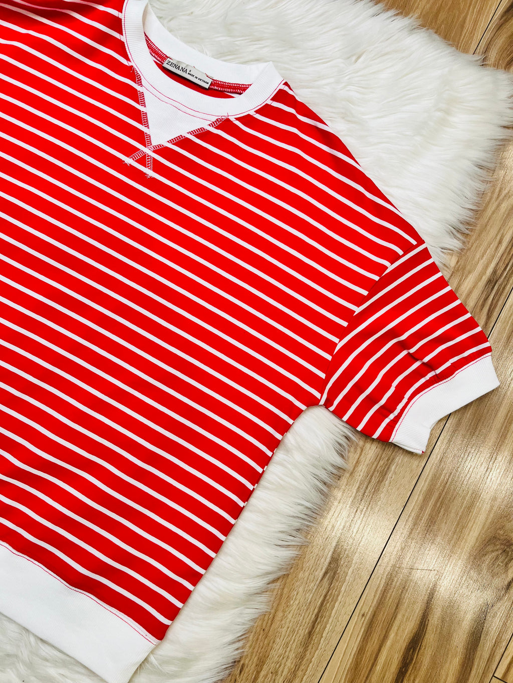Women’s Zenana Ruby Red Striped Top