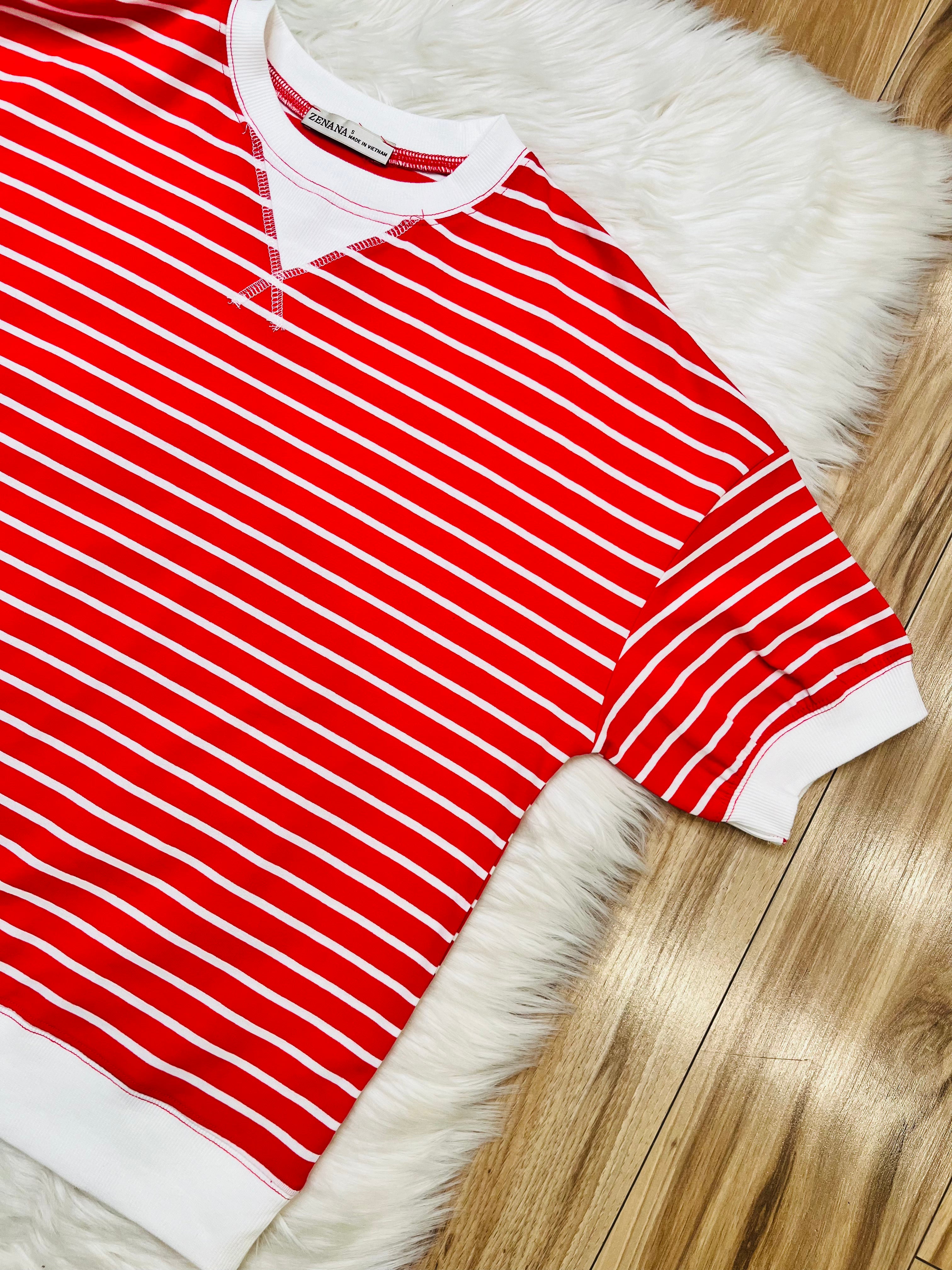 Women’s Zenana Ruby Red Striped Top
