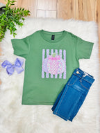 Girl’s Olive Green Mixed Print Pumpkin Tee