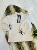 Women’s Beige Textured Quarter Zip Long Sleeve Top by Jodifl- True to Size