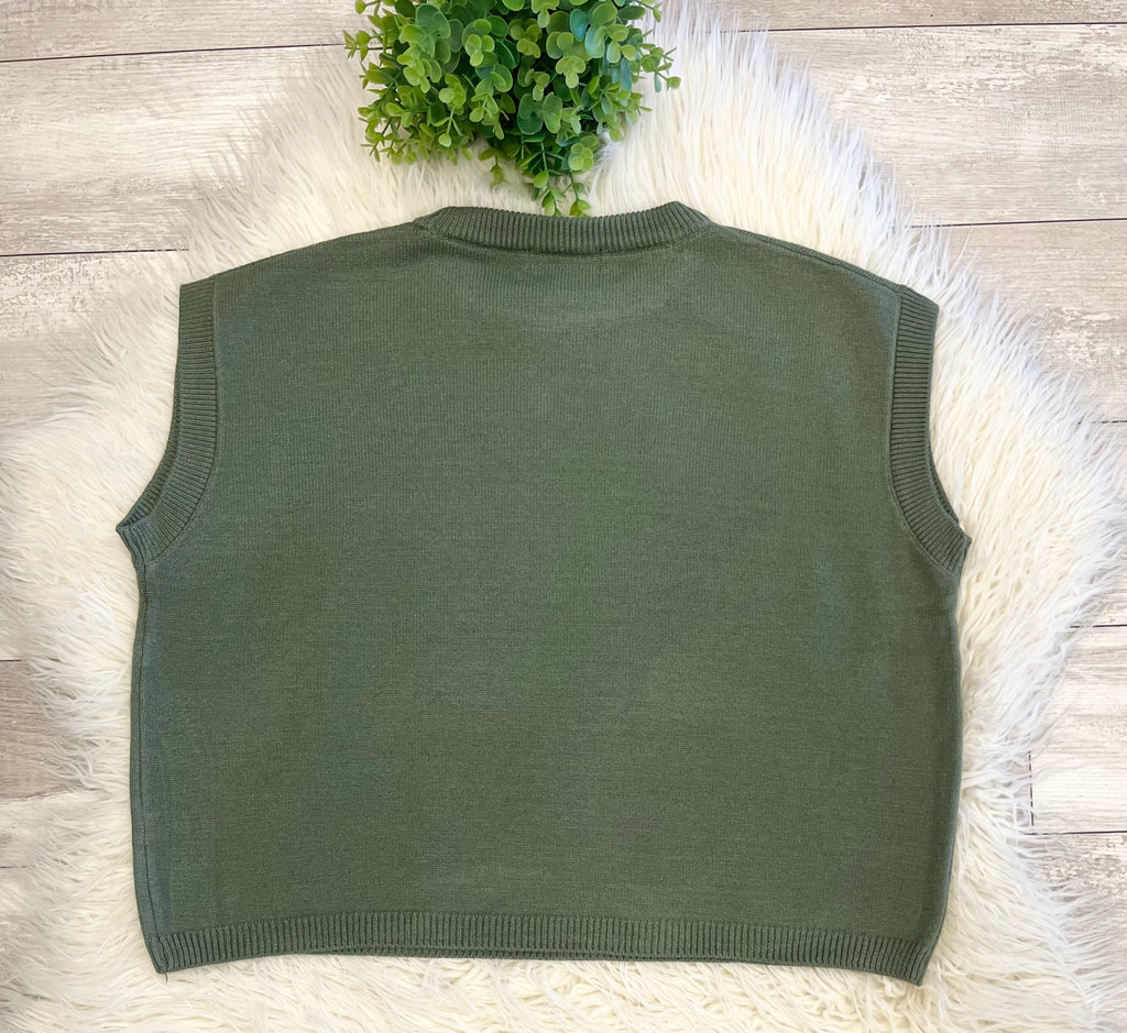 Women’s Zenana Sleeveless Sweater in Olive - Oversized Fit
