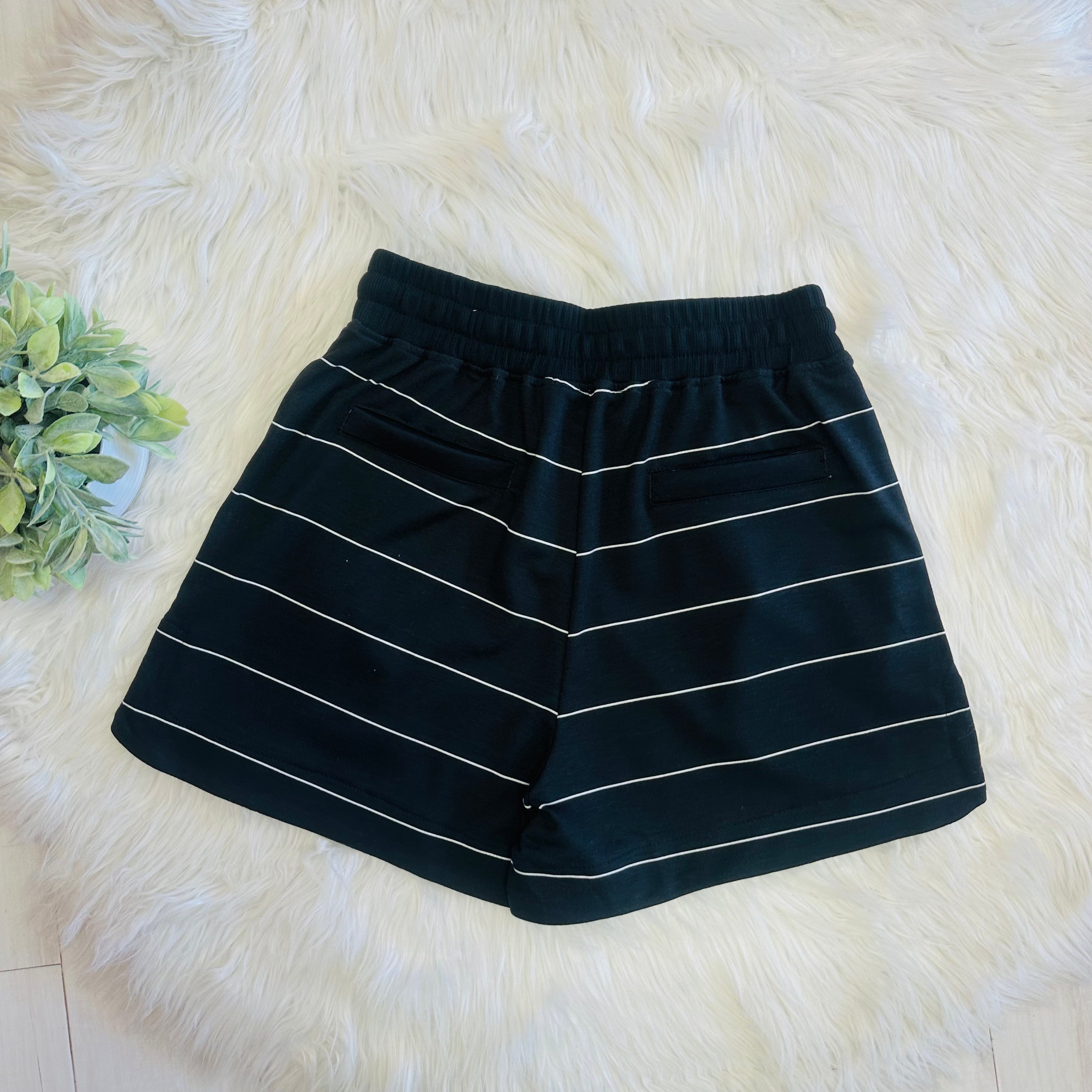 Women’s Evermmee Black Short Set with White Stripes