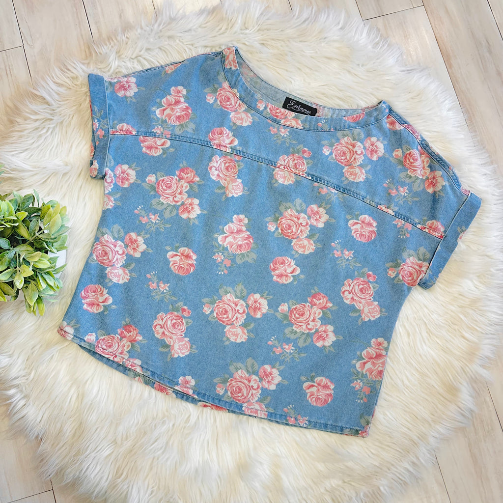 Women’s Evermmee Denim Floral Short Set