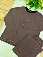 Women’s Evermmee Burgundy Stripe Pant Set- Loose Fit