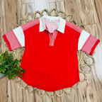 Women’s Very J Red Half Sleeve Collared Top